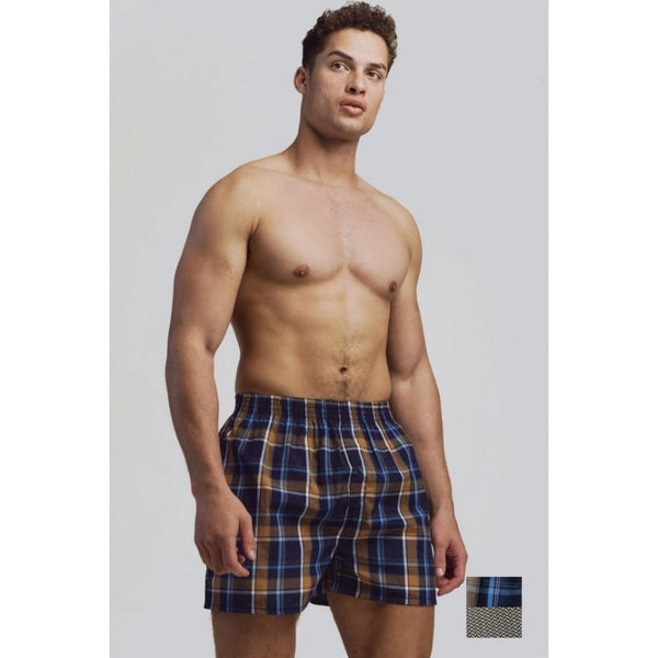 Men’s Sleep Shorts Cotton Knitted Check Print Summer Boxers (Pack of 2)